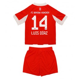 Billiga Bayern Munich Luis Diaz #14 Barnkläder Hemma fotbollskläder till baby 2025-26 Kortärmad (+ Korta byxor)